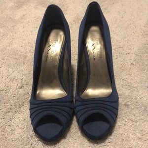 Navy blue satin shoes
